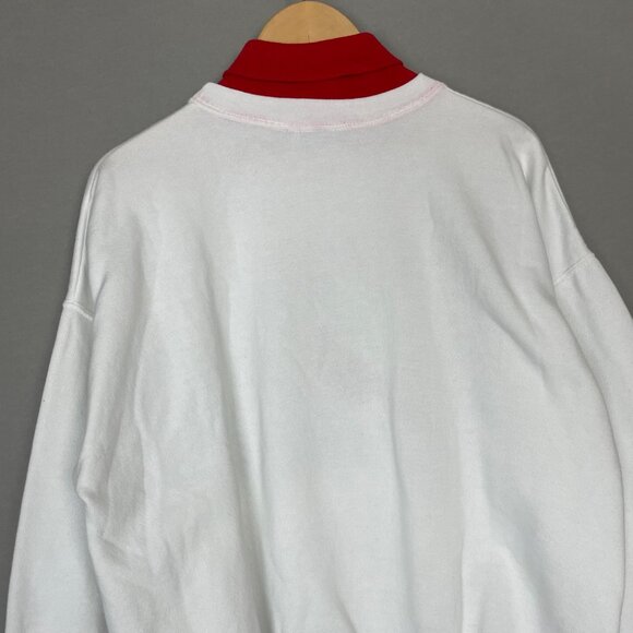 Vintage 90s Christmas Sweatshirt Cardinal Bird Winter White‎ Size XL Holiday Top - Picture 6 of 13